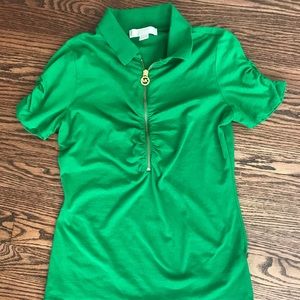 Michael Kors Ruched Zip Up Polo